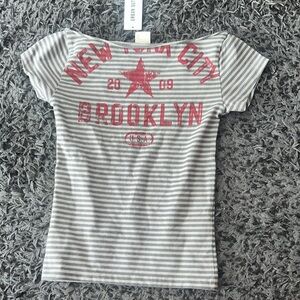 Urban Outfitters Gray and Red Striped Top